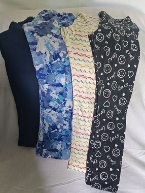 wonder nation Girls' Mixed Print Leggings - Navy, Blue, Cream, Black:  Bundle.